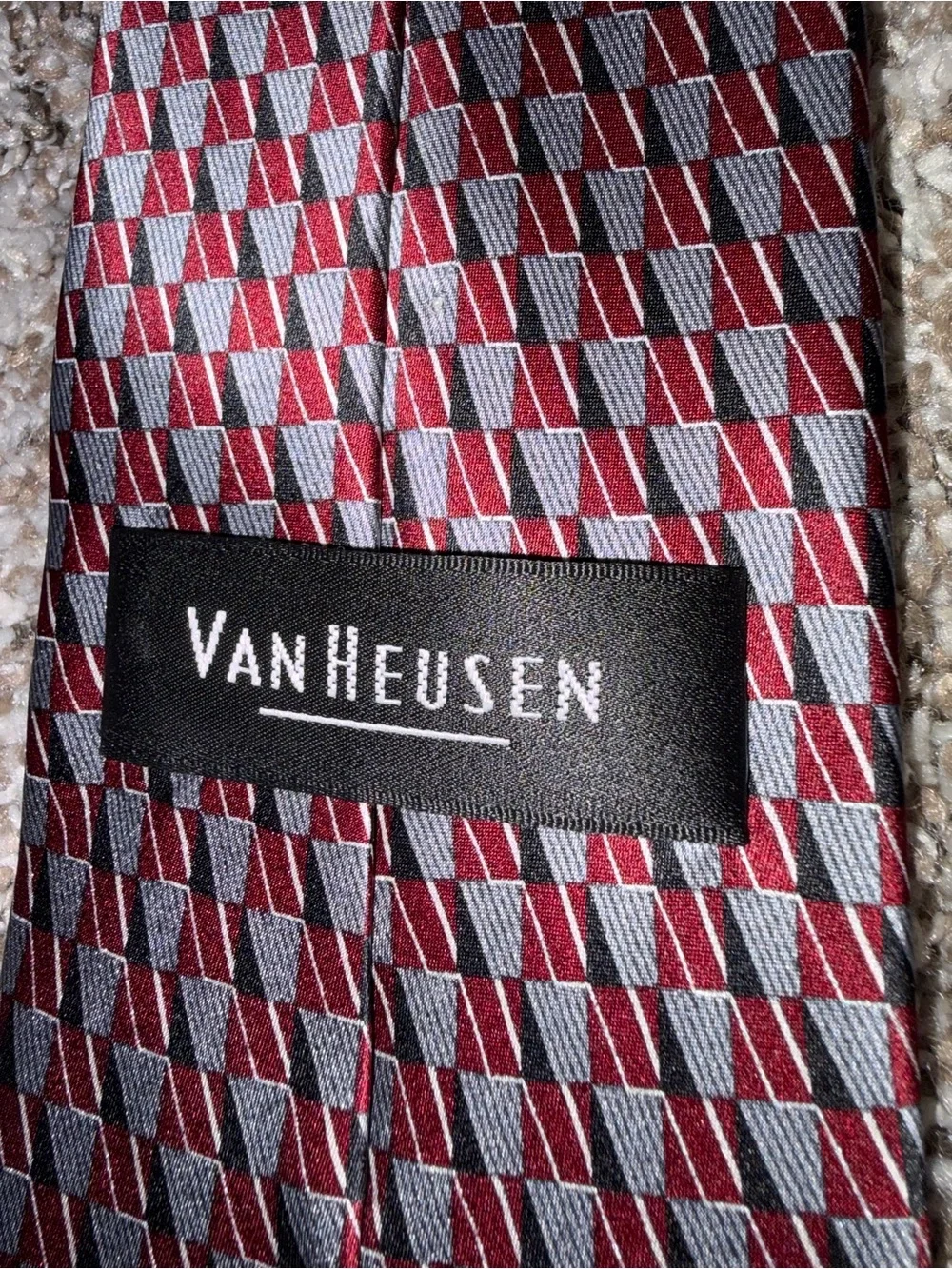 Van Heusen Red and Silver Checker Silk Tie